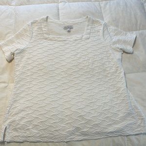 Kim Rogers white square neck top